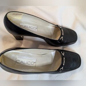 Calico Black Leather Work Heel 6.5